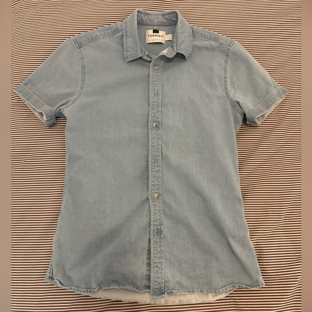 Topman Men’s Stretch Denim Button Down Shirt